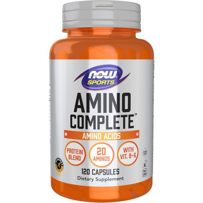 NOW Sports Amino Complete supplement container detailed product shot